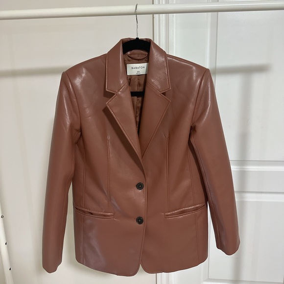 Aritzia Brown Faux Leather Smith Blazer - Picture 1 of 3